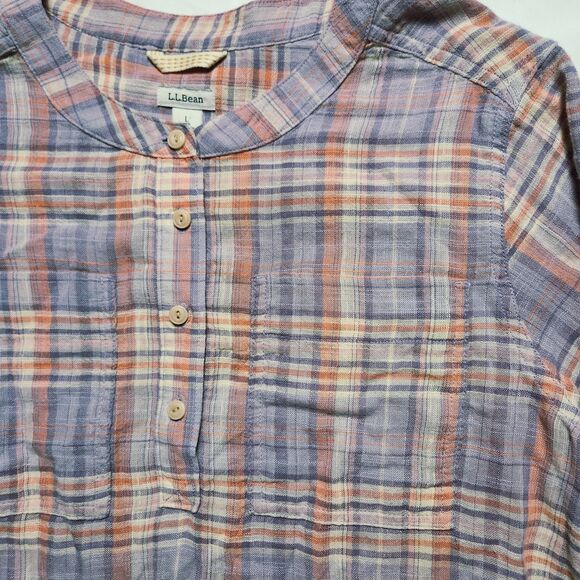 LL Bean Womens Large Plain Button Blouse Purple Pink - Picture 4 of 13